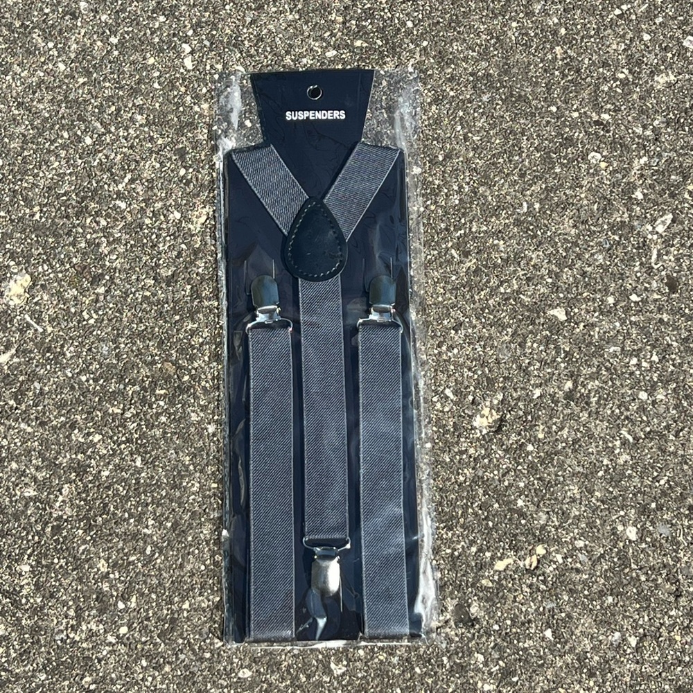 Dark grey slate suspenders NWT